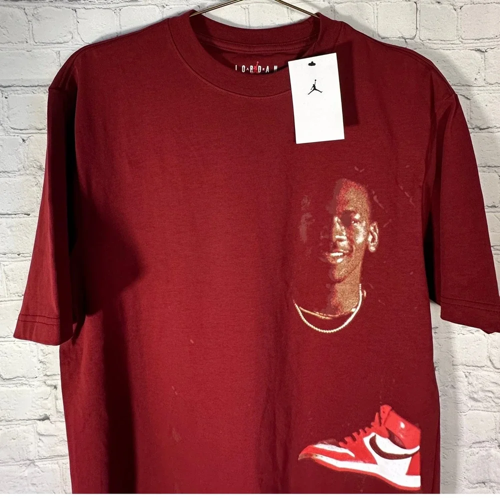 NEW Jordan Michael Jordan Graphic T-Shirt Burgundy Red Quote HQ2666-687 Small